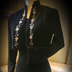 Vintage 2 piece black velvet cocktail dress